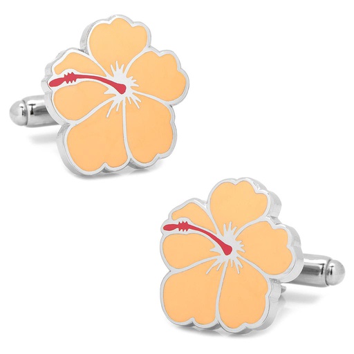 [CU.CUFF.0027941] Pink Hibiscus Flower Cufflinks