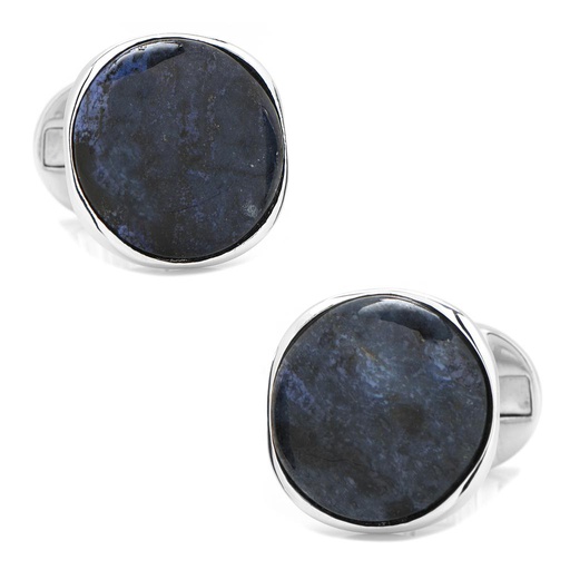 [CU.CUFF.0028052] Sterling Silver Classic Round Goldstone Galaxy Cufflinks
