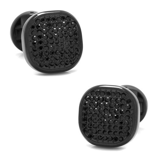 [CU.CUFF.0028057] Black Stainless Steel Black Pave Crystal Cufflinks