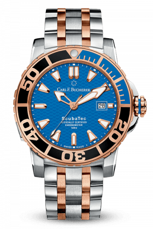 [CA.WATC.0028235] Carl F. Bucherer Steel/18k Rose Patravi Scubatec Blue Dial On Bracelet