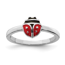 [QU.FASH.028252] Kids Silver Enameled Lady Bug Ring