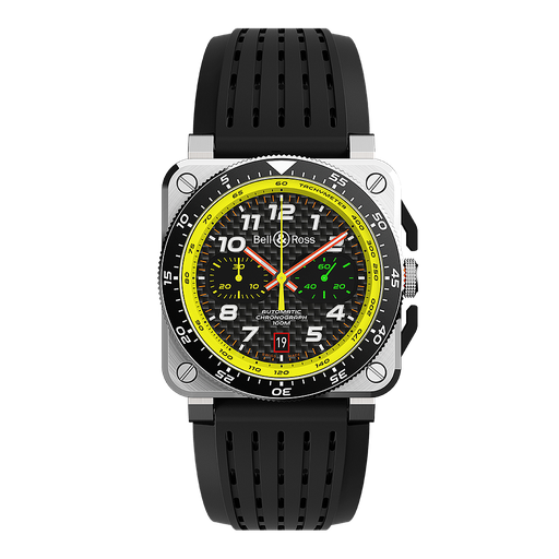 [BE.WATC.0028277] Bell &amp; Ross Br0394 Chrono Carbon Fibre Yellow Dial