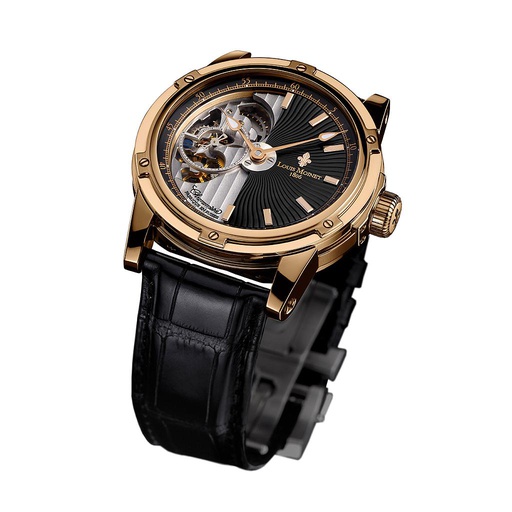 [FI.WATC.028371] 18k Rose Gold Mecanograph Black Dial On Strap