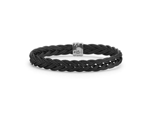 [AL.FASH.0049505] Men’s Braided Black Cable Bracelet With Stainless Steel
