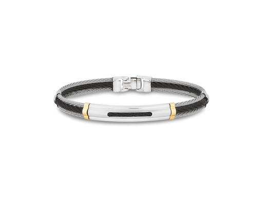 [AL.FASH.0049510] Black Cable & Grey Cable 18k Yellow Gold & Stainless Steel