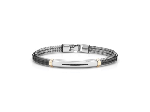[AL.FASH.0049526] Men's Black Cable & Grey Cable 18k Yellow Gold & Stainless Steel