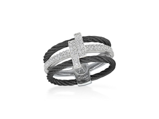 Black Dual Cable Opulence Ring With 18k White Gold &amp; Diamonds