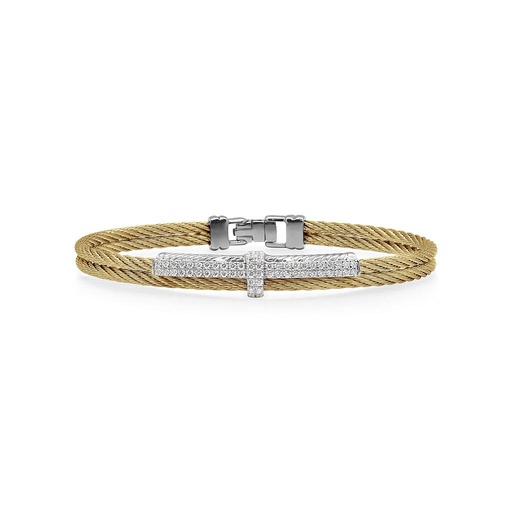 [AL.FBRA.0071618] Yellow Cable Petite Opulence Bracelet With 18k White Gold &amp; Diamonds