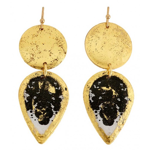 [EV.FASH.0050034] Rorschach Black & White Mini Teardrop Earrings