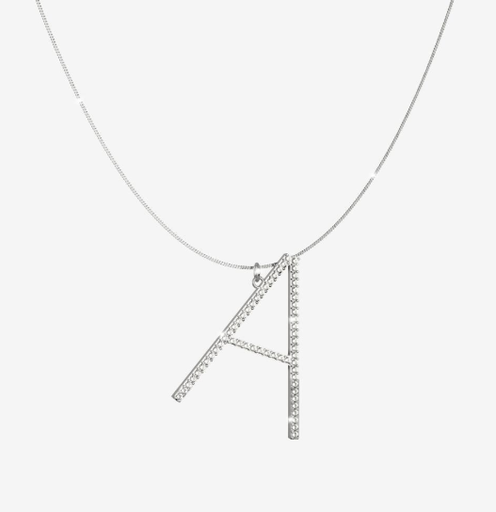 [TE.FASH.0050072] My World Silver Initial Necklace With Crystals