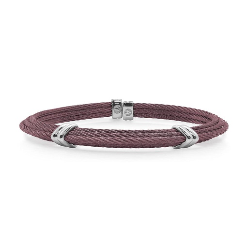 [AL.FASH.0050125] Burgundy Cable Tiered Bracelet With Dual Steel Stations