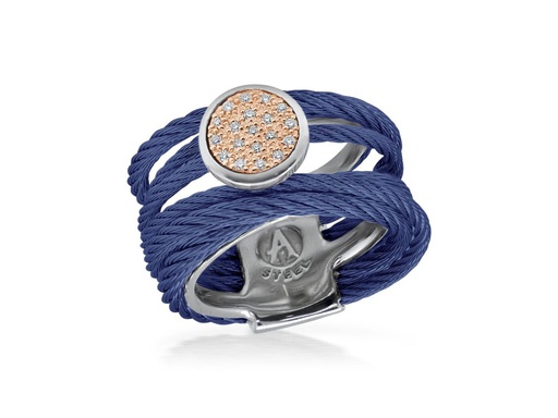 Cable Intermix Ring With 18k Gold &amp; Round Diamond Station