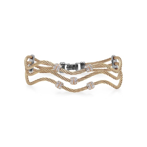 [AL.FASH.0050139] Cable Petite Wave Bracelet With 18k Gold & Diamonds