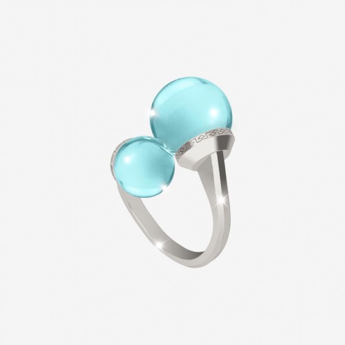 [TE.FASH.0050257] Hollywood Stone 2 Light Blue Bead Bypass Ring