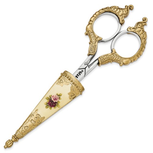 [QU.ACCE.0050445] Small Gold-Tone Floral Manor House Scissors