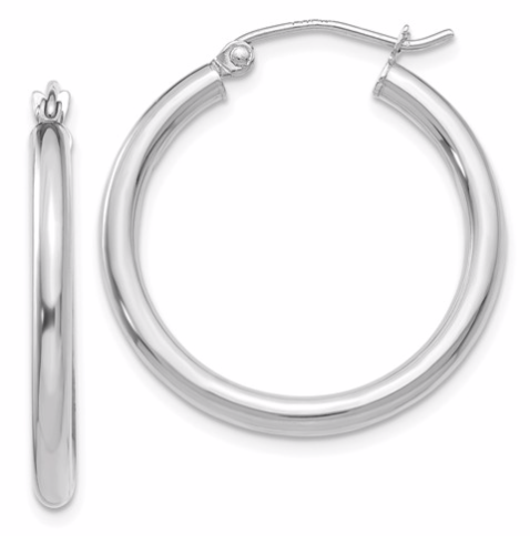 [QU.GOLD.0050541] 14k White Gold Polished 2.5mm Tube Hoop Earrings