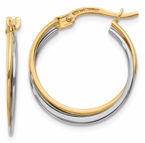 [QU.GOLD.0050551] 14k Two-Tone Polished Hoop Earrings