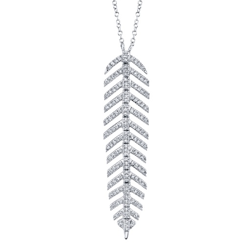 [SH.DIAM.0050643] 0.29ct 14k White Gold Diamond Feather Necklace