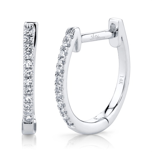 [SH.DIAM.0050652] 0.08ct 14k White Gold Diamond Huggie Earring