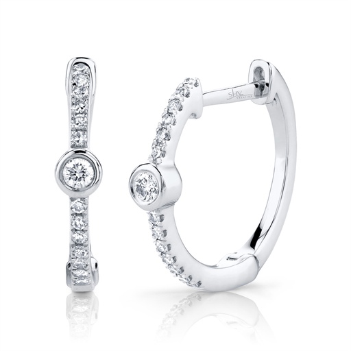 [SH.DIAM.0050653] 0.13ct 14k White Gold Diamond Bezel Hoop