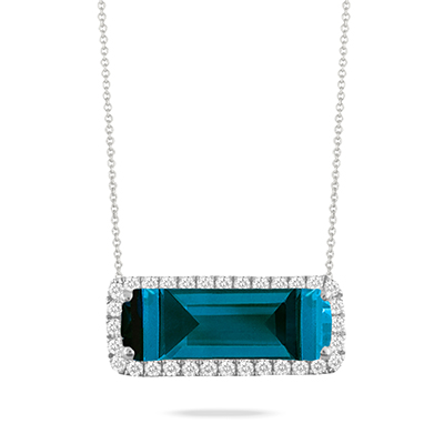 [DO.GEMS.0050698] 18k Gold London Topaz Diamond Necklace