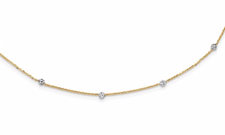 [QU.DIAM.0050729] 14k &amp; White Rhodium Polished &amp; D/C With 2 In Ext Necklace