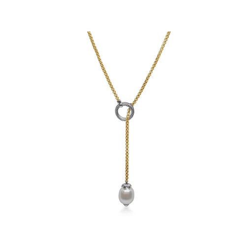 [AL.FASH.0050772] Yellow Chain Lariat Necklace With South Sea Pearl