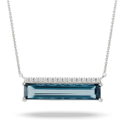 [DO.GEMS.0050774] 18k White Gold Diamond Neck With London Blue Topaz