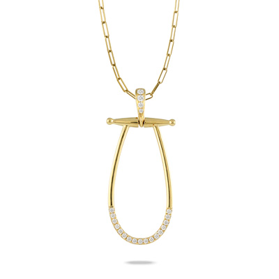 [DO.DIAM.0050802] 18k Yellow Gold Diamond Horse Bit Pendant