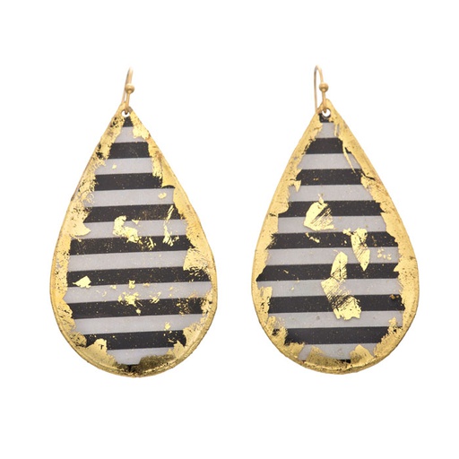[EV.FASH.0051267] Black & White Teardrop Earrings