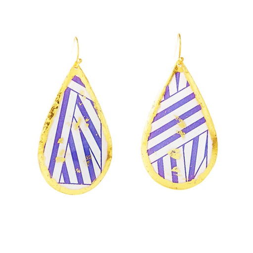 [EV.FASH.0051270] Wrapped Ribbon Teardrop Earrings - Purple
