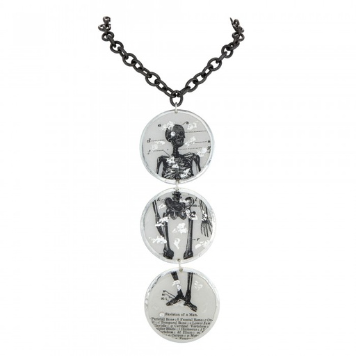 [EV.FASH.0051298] Skeleton Silver Necklace - 3 Part