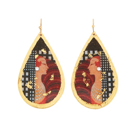 [EV.FASH.0051431] Erté Top Hat Teardrop Earrings