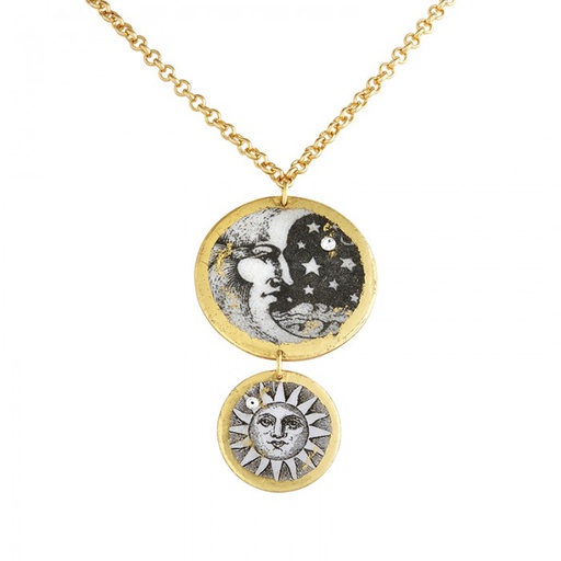 [EV.FASH.0051463] Moon & Sun Double Disc Necklace