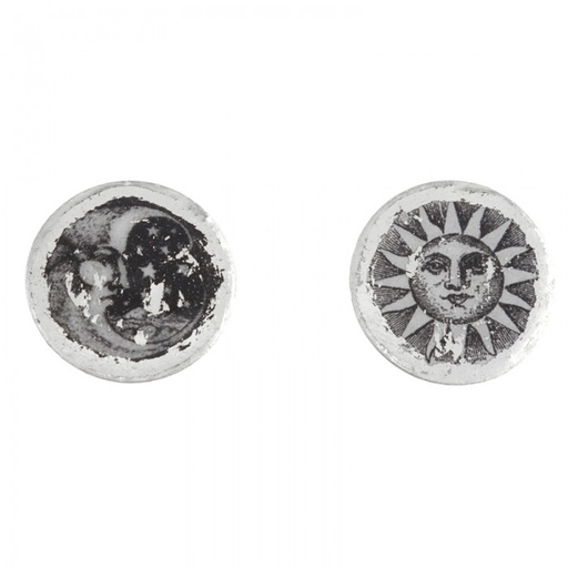 [EV.FASH.0051469] Sun & Moon Stud Earrings Silver - 0.75"