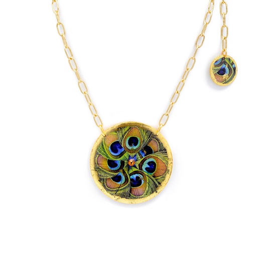 [EV.FASH.0051624] Peacock Disc Pendant