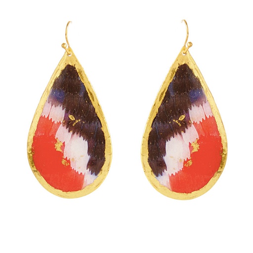 [EV.FASH.0051648] Black, White &amp; Red Butterfly Teardrop Earrings
