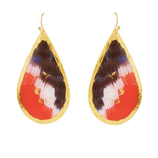 [EV.FASH.0051648] Black, White & Red Butterfly Teardrop Earrings