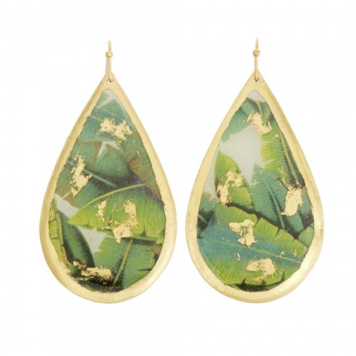 [EV.FASH.0051649] Banana Leaf Teardrop Earrings