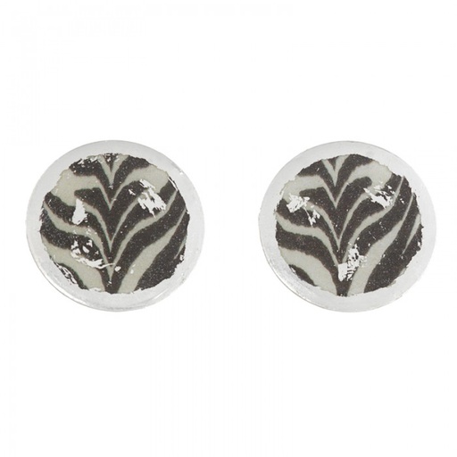 [EV.FASH.0051743] Zebra Silver Stud Earrings - 1&quot;