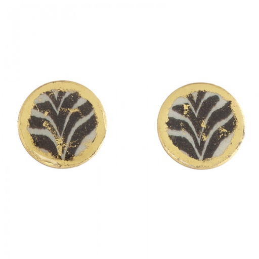 [EV.FASH.0051744] Zebra Stud Earrings - .75"