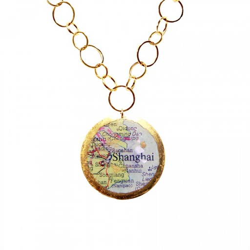 [EV.FASH.0051830] Shanghai/Vancouver Double-Sided Map Pendant