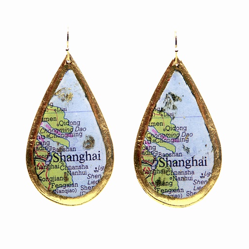 [EV.FASH.0051840] Shanghai Map Teardrop Earrings