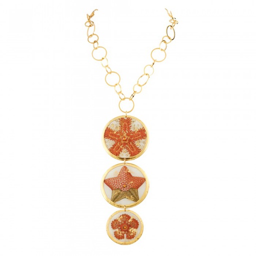Orange Starfish 3 Part Necklace