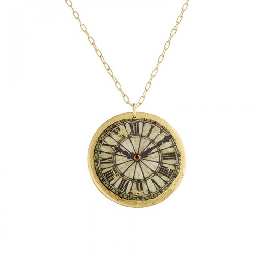 [EV.FASH.0052446] Victorian Clock Necklace 1.5&quot; Disc