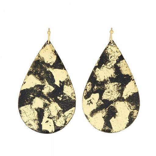 [EV.FASH.0052717] Island Large Teardrop Earrings - Black/Gold
