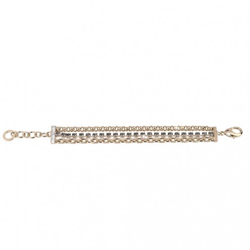 [TE.FASH.0052816] Tokyo 3 Row Bracelet With Chains &amp; Crystals