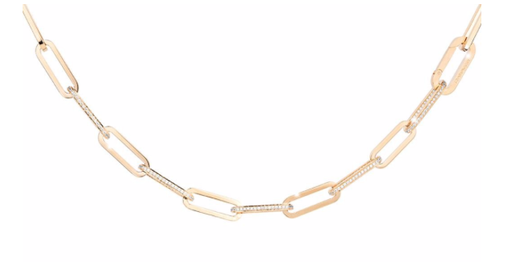 [TE.FASH.0052985] Stockholm Small Oval 5 Link Crystal Set Necklace