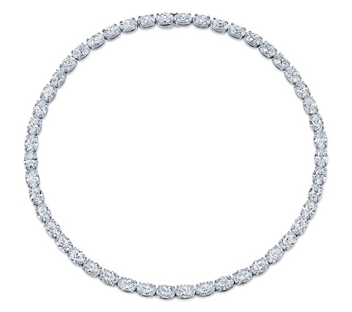 [NO.DIAM.0053106] Platinum East West Oval Eternity Necklace