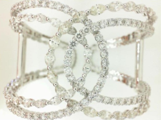 [BA.DIAM.0053137] 18k White Gold Marquise & Round Diamond Double Loop Cuff